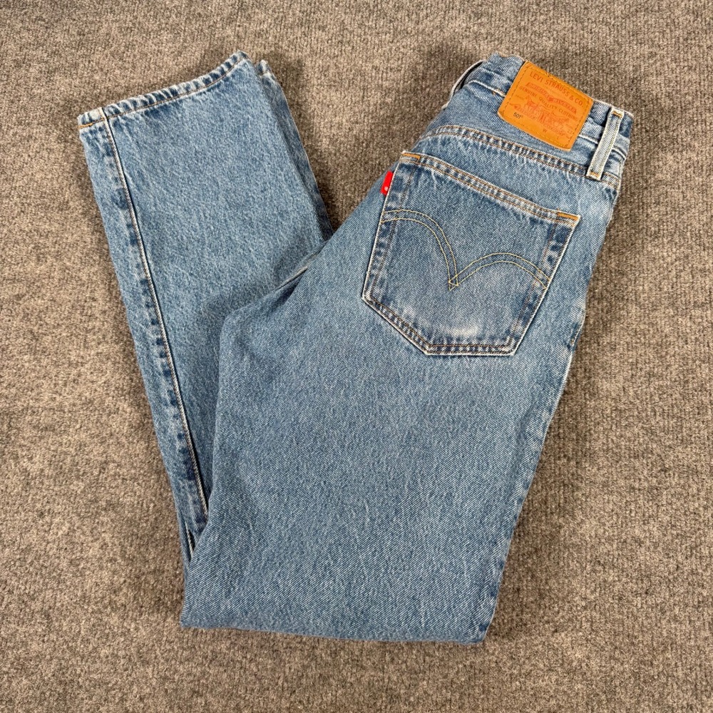 Levis 501 Premium Mens Light Wash Straight Leg Button Fly Jeans W27 L30 #4513